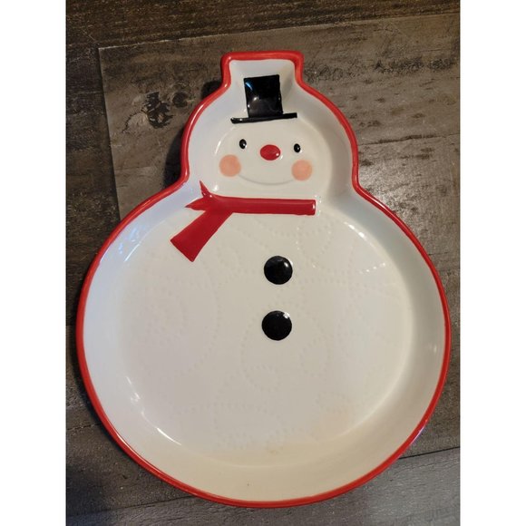 Hallmark Snowman shaped ceramic plate cookie xmas - Picture 1 of 3